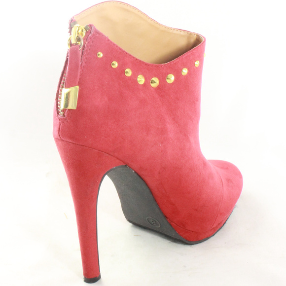 MOSSIMO Supply Red Suede Gold Studded Ankle Boots Sz 8 - Picture 4 of 8